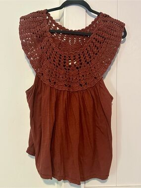 Lucky Brand Crochet Tank in Deep Brown